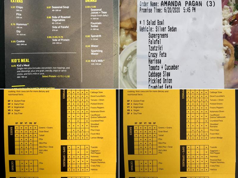 CAVA Menu