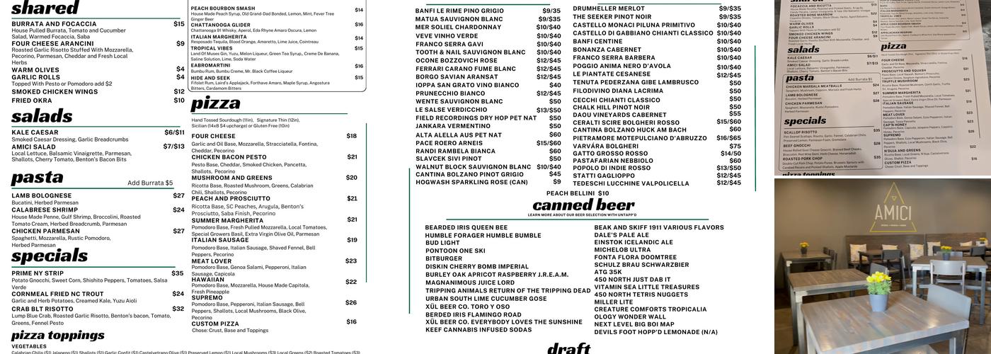 Amici Menu