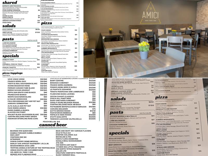 Amici Menu