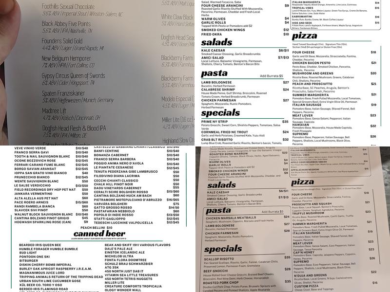 Amici Menu