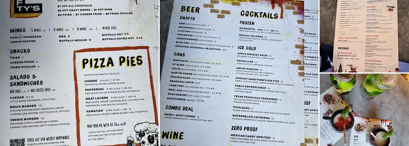 Lefty's Brick Bar Menu