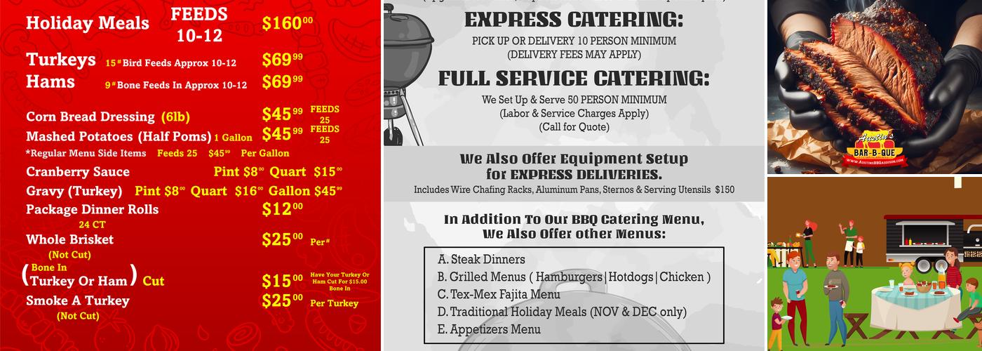 Austin's Bar B Que Menu