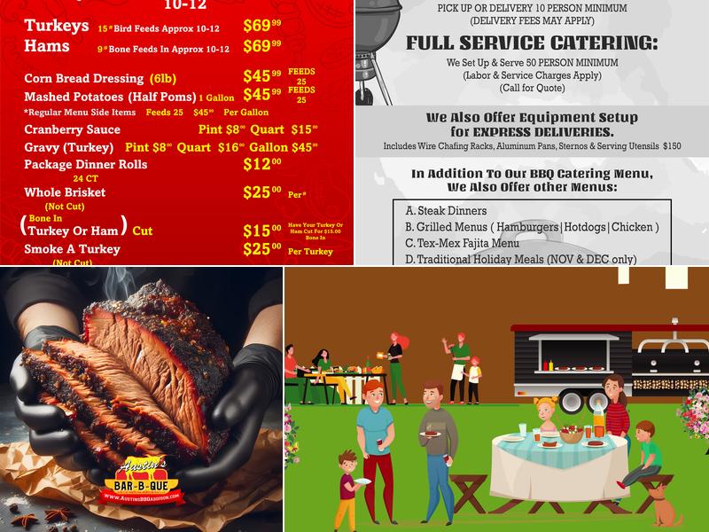 Austin's Bar B Que Menu