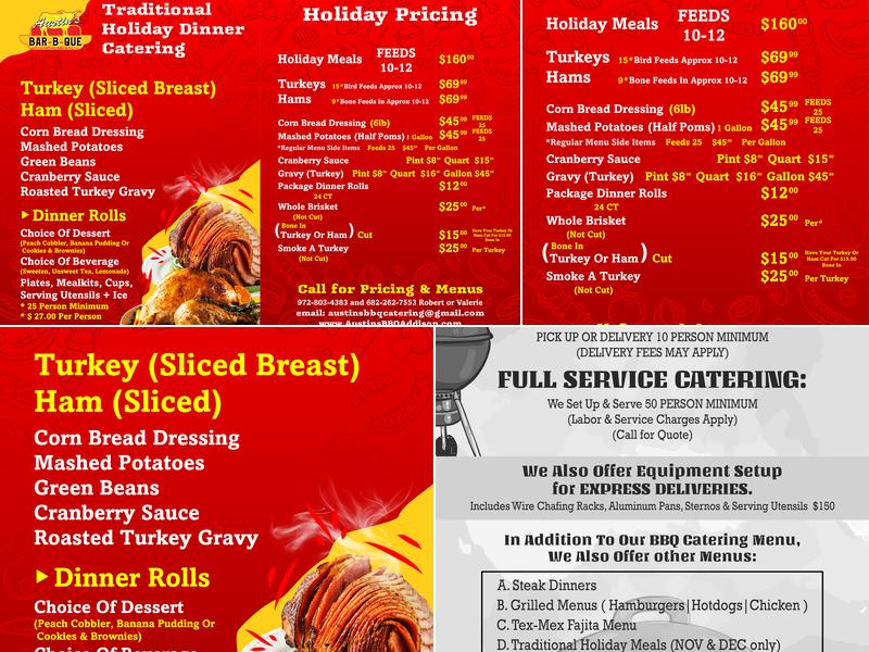 Austin's Bar B Que Menu