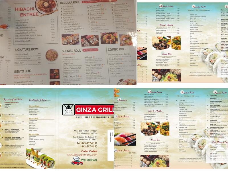 Ginza Japanese Grill - West Ashley Menu