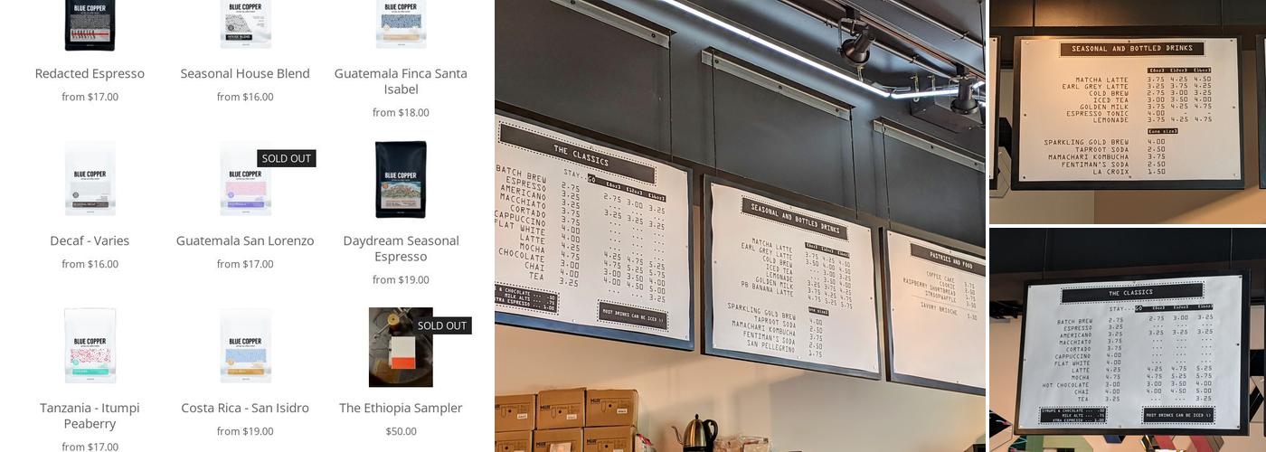 Blue Copper 2000 Menu