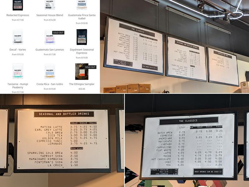 Blue Copper 2000 Menu