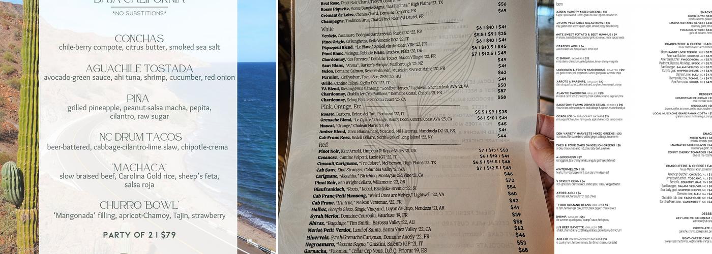 bloom restaurant & wine bar Menu