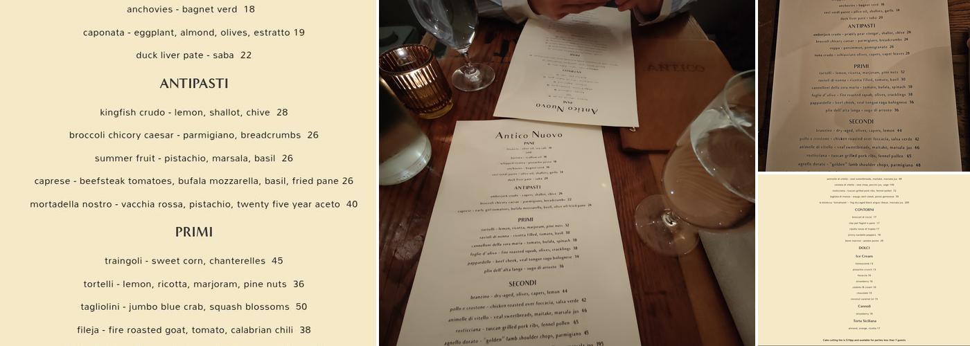 Antico Nuovo Menu