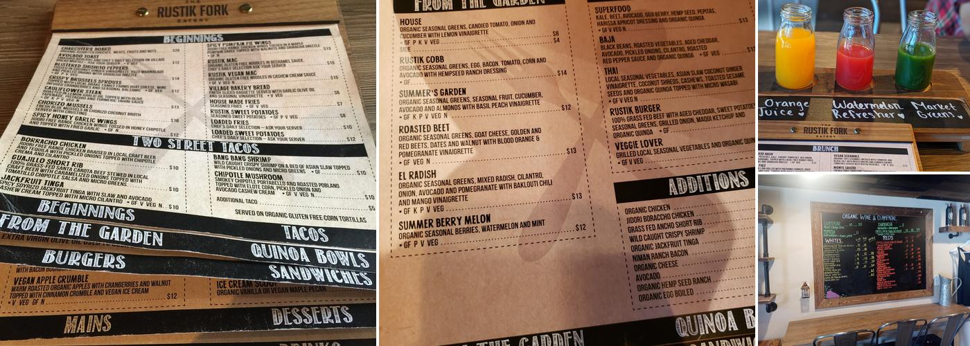 The Rustik Fork Menu