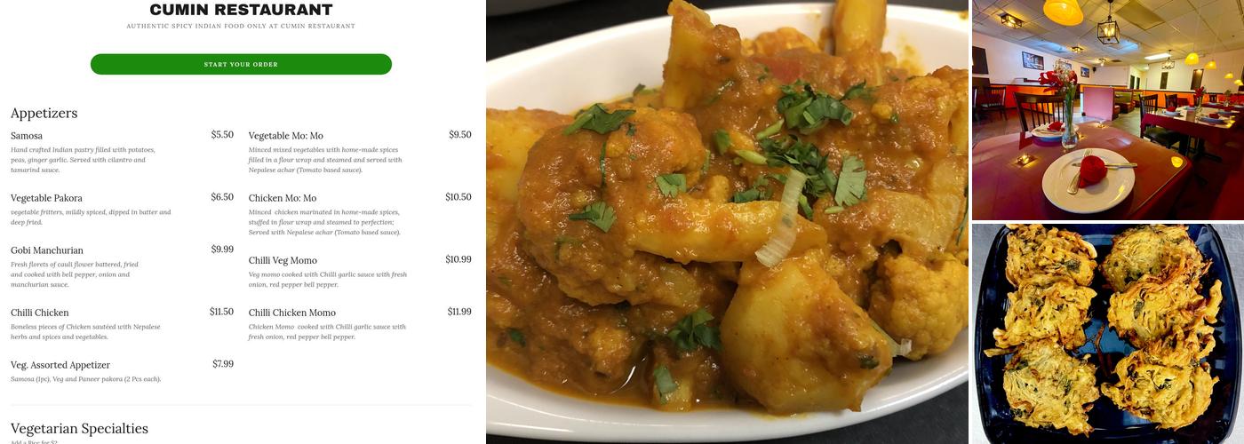 Cumin Restaurant Menu