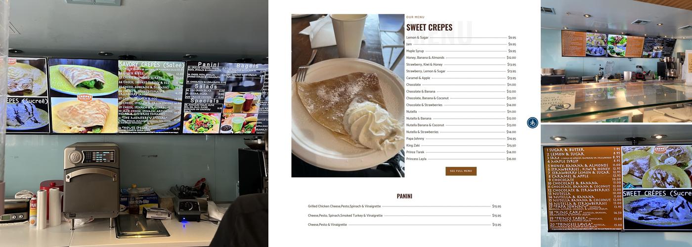 Crepes on the row cafe Menu