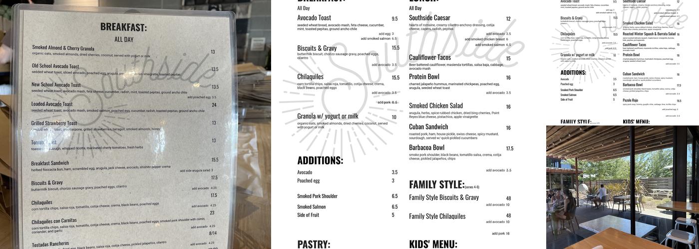 Southside Century Menu
