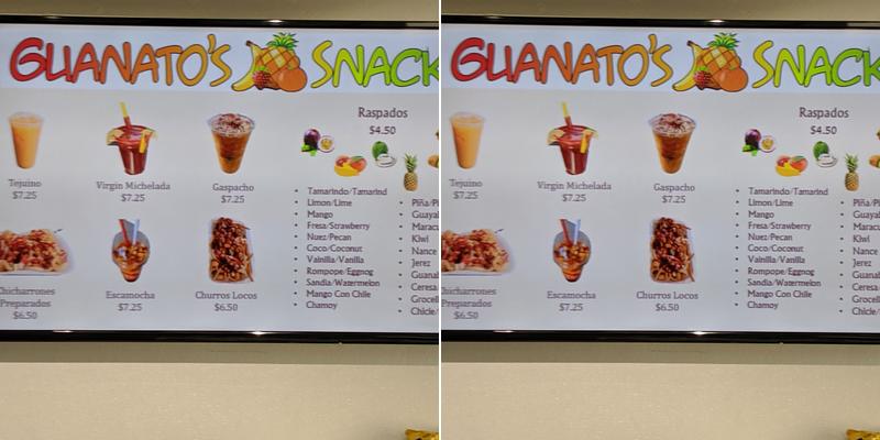 Guanato's Snacks Menu