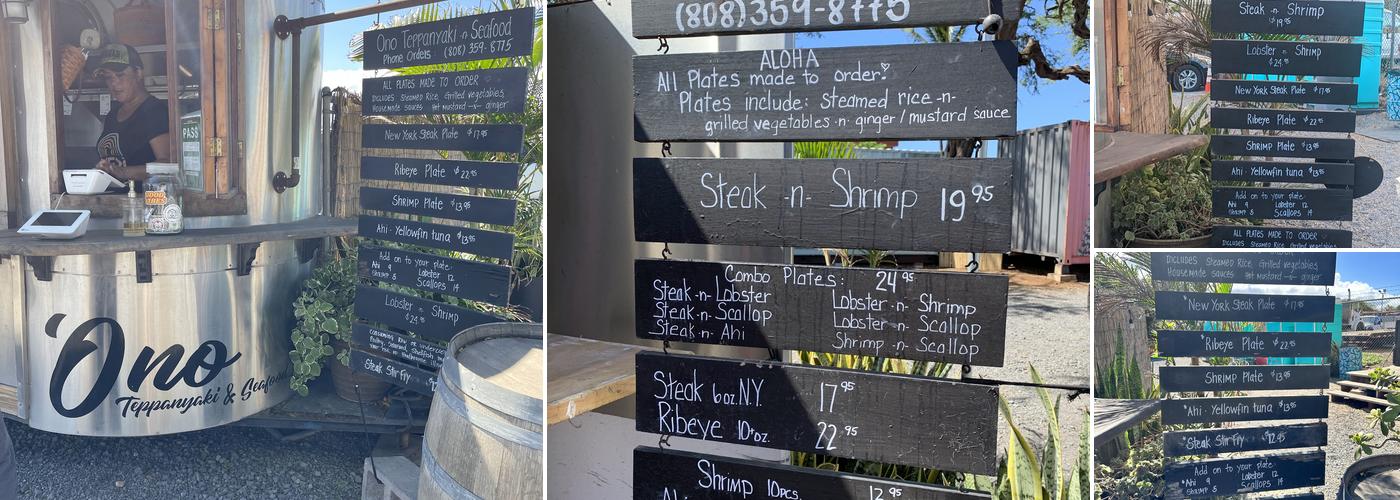 Ono Teppanyaki & Seafood Menu