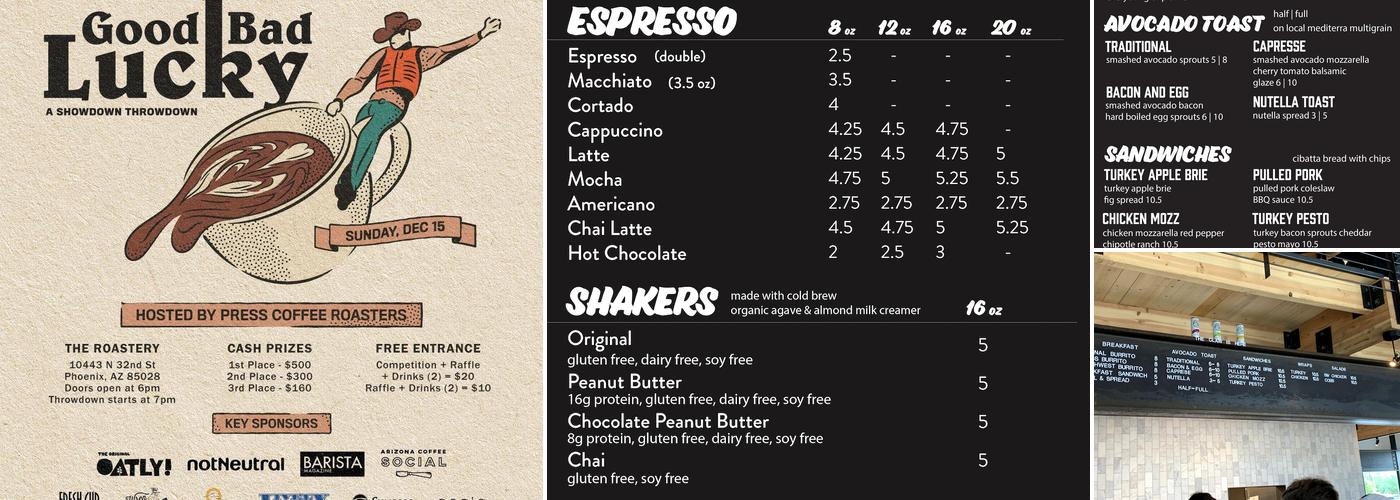 Press Coffee - The Roastery Menu