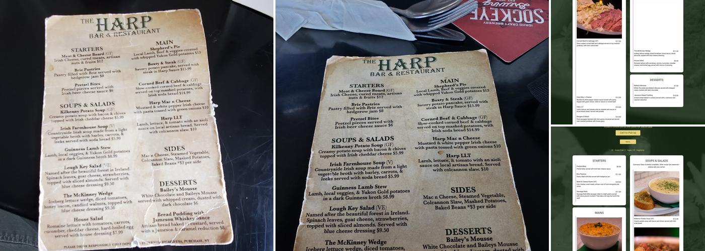 The Harp Menu