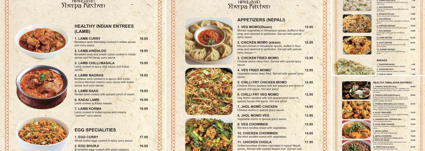 Himalayan Sherpa Kitchen Menu