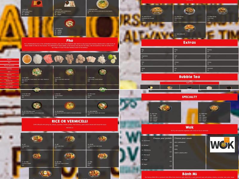 Pho Son Menu