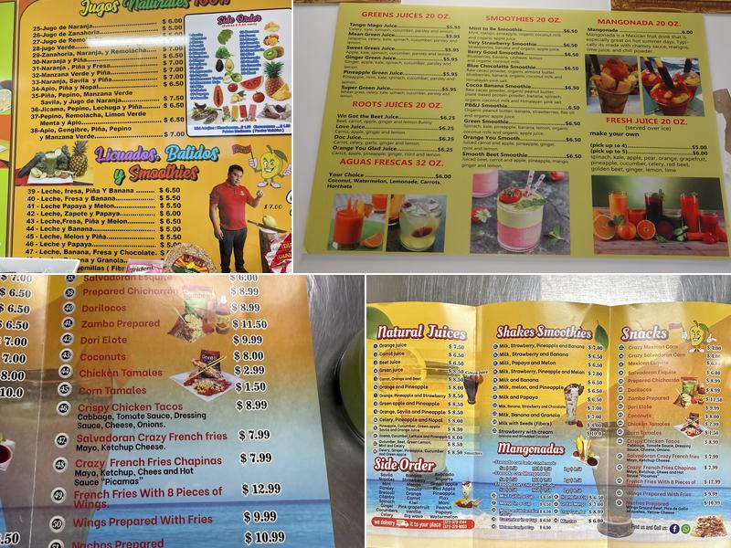 Tango Mango Juice Bar Menu