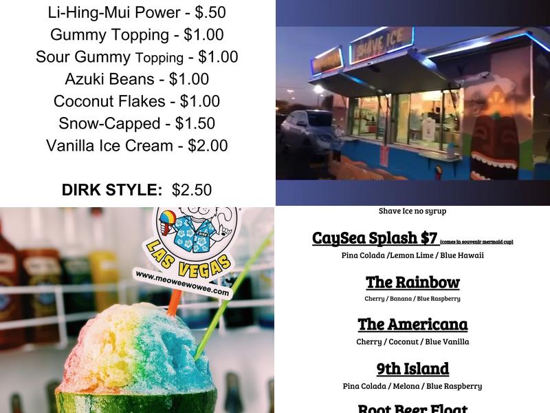 Meowee Wowee Shave Ice Menu