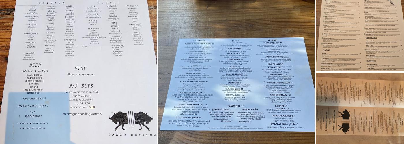 Casco Antiguo Menu