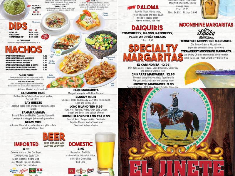 El Jinete - Oak Ridge's Mexican Restaurant Menu