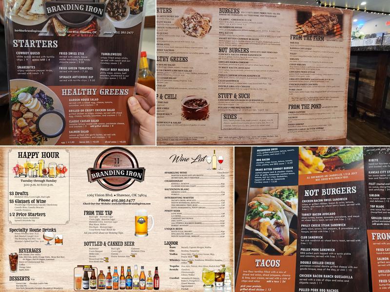 Bar H Bar Branding Iron Menu
