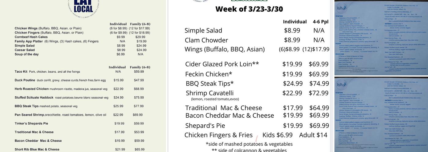 The Parrot Menu