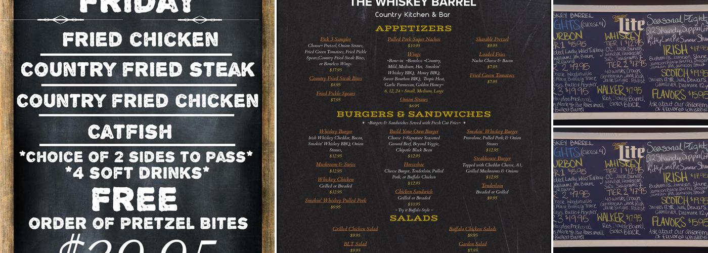 The Whiskey Barrel Menu