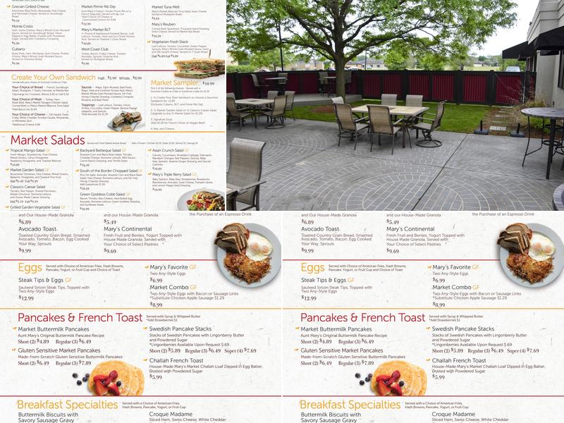 Mary’s Market Event Center Menu