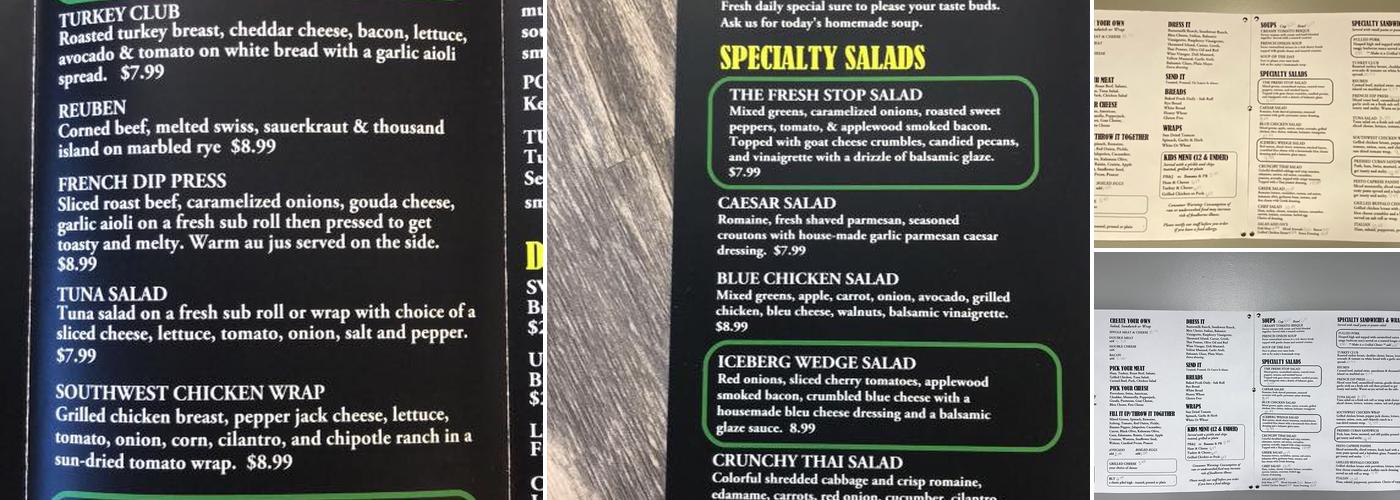 The Fresh Stop Menu