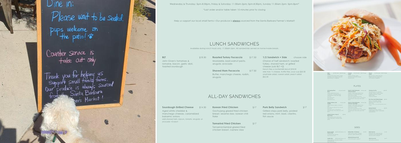 Bossie's Kitchen Menu