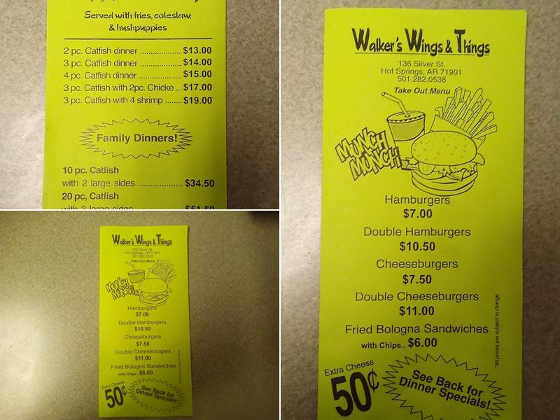 Walker's wings & things Menu