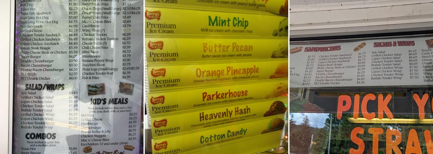 Custer City Drive-in Ice Cream Menu