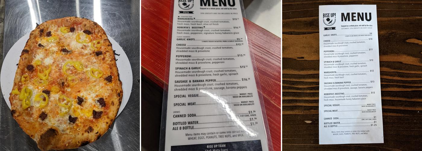 Rise Up Pizza Menu