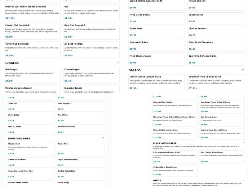 Long Hollow Grill Menu