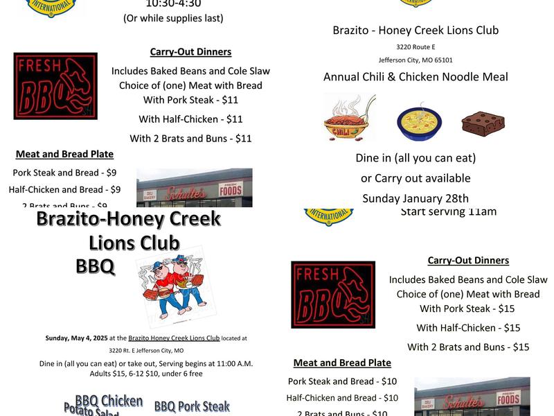 Brazito-Honey Creek Lions Club Menu
