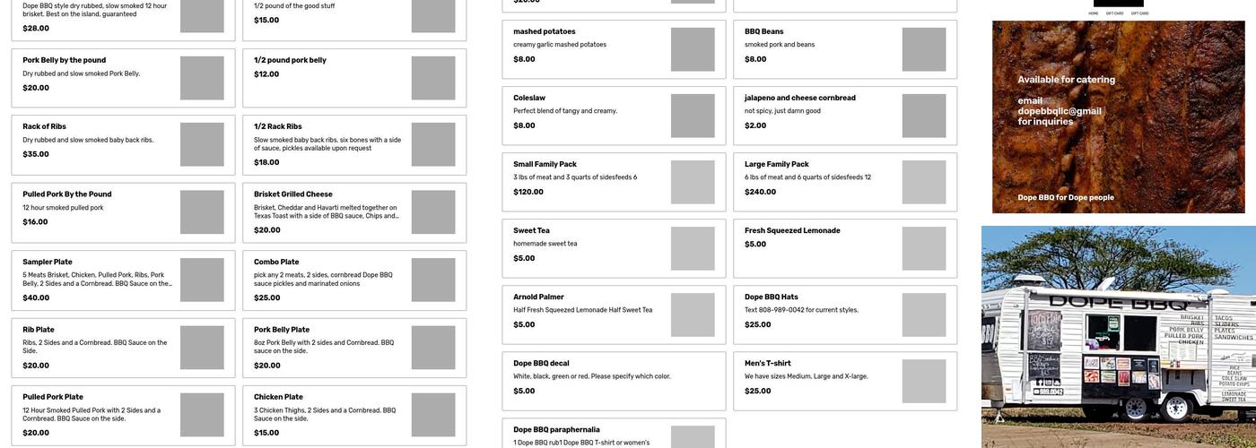 Dope BBQ Menu