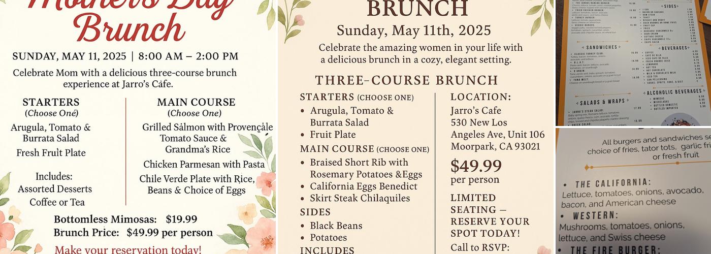Jarro’s Cafe Menu