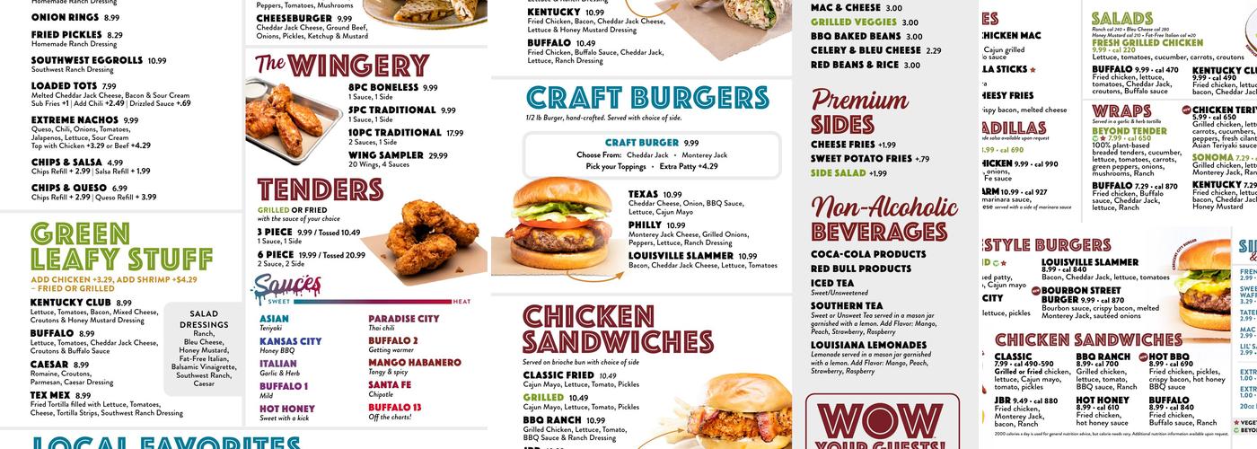 Wow Cafe Menu