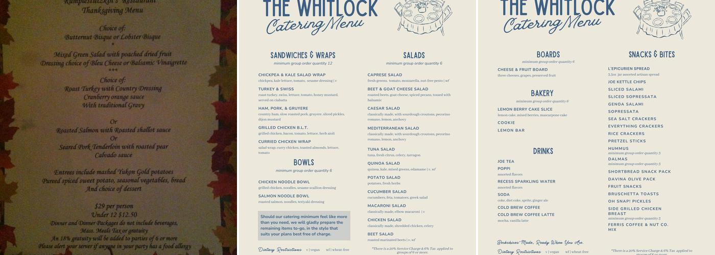 The Whitlock By The Lenox Collection Menu