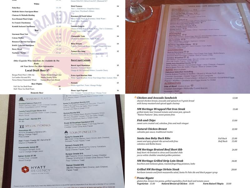Santa Ana Cafe Menu