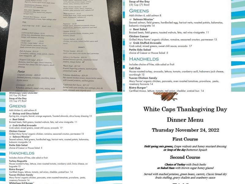 WhiteCaps Drinks + Eats Menu