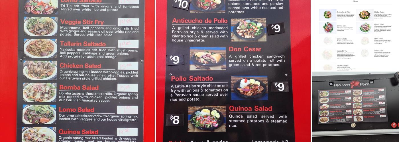 Peruvian Point Menu