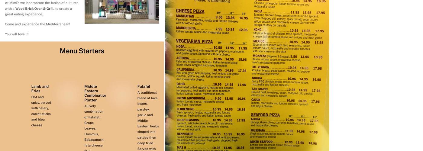 Mimi's Mediterranean Grille Menu