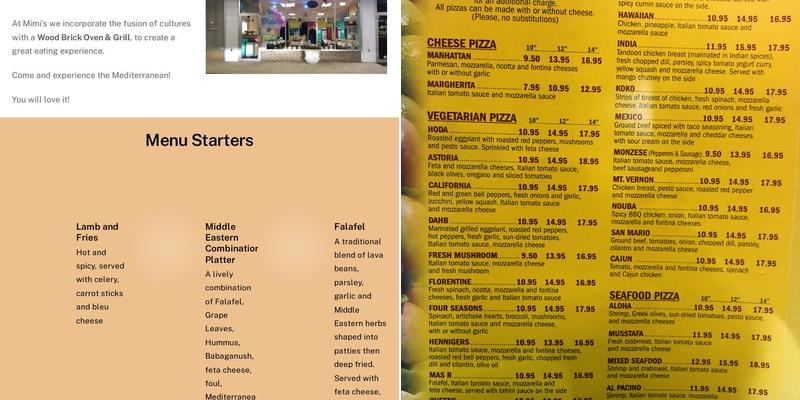 Mimi's Mediterranean Grille Menu