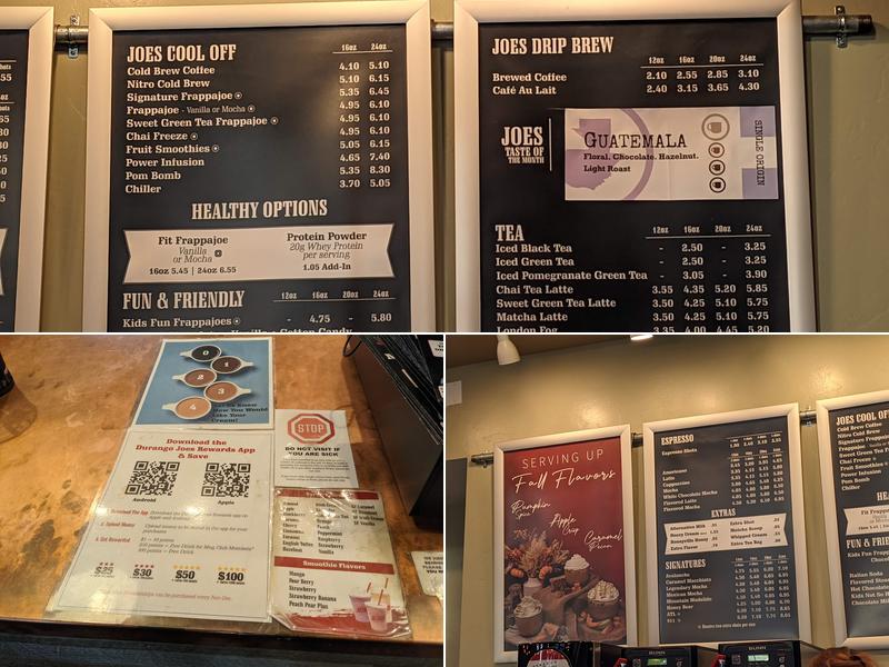 Durango Joes Coffee Menu