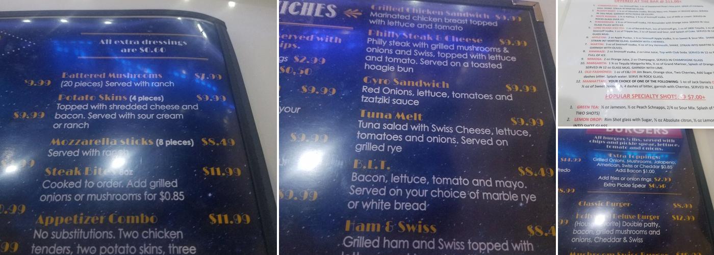 Hollywood Bar and Grill Menu