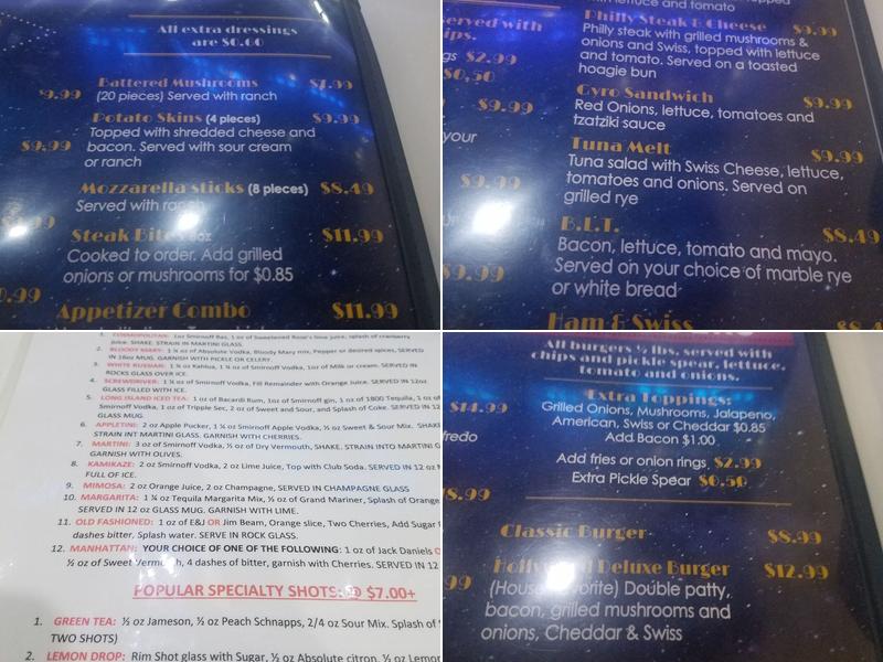 Hollywood Bar and Grill Menu